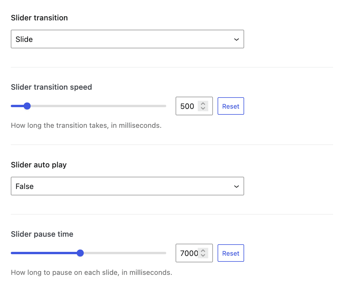 Shop Kit Gallery Slider Settings