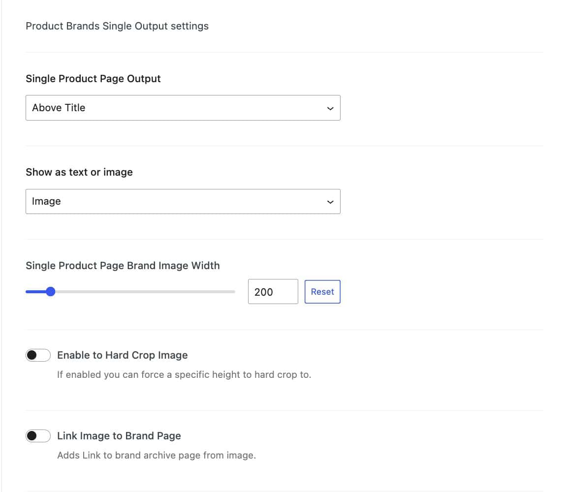 Brands-Single-output-settings
