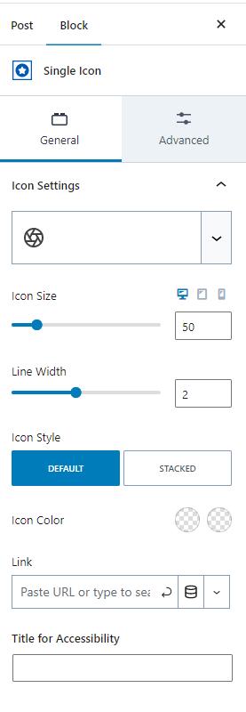 Icon block general settings