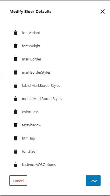 Modify block defaults
