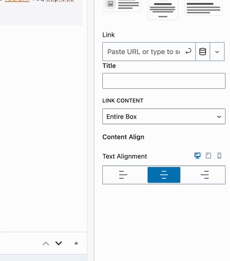 Info Box Block - link settings