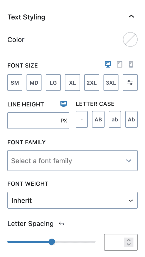 Icon List Block - Style - Text Styling