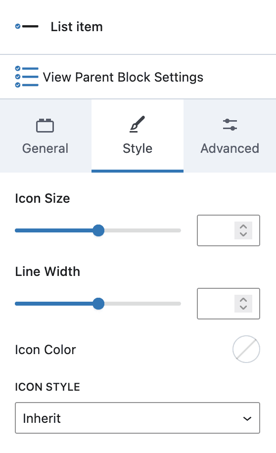 Icon List Block - Item - Style