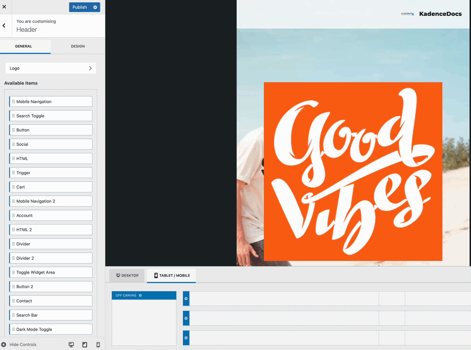 Editing The Mobile Header