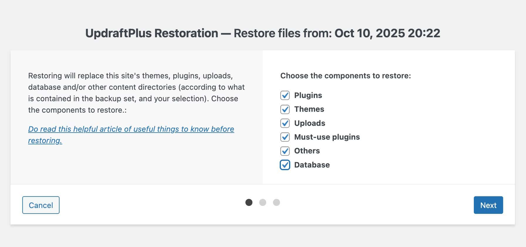 Restore All Files