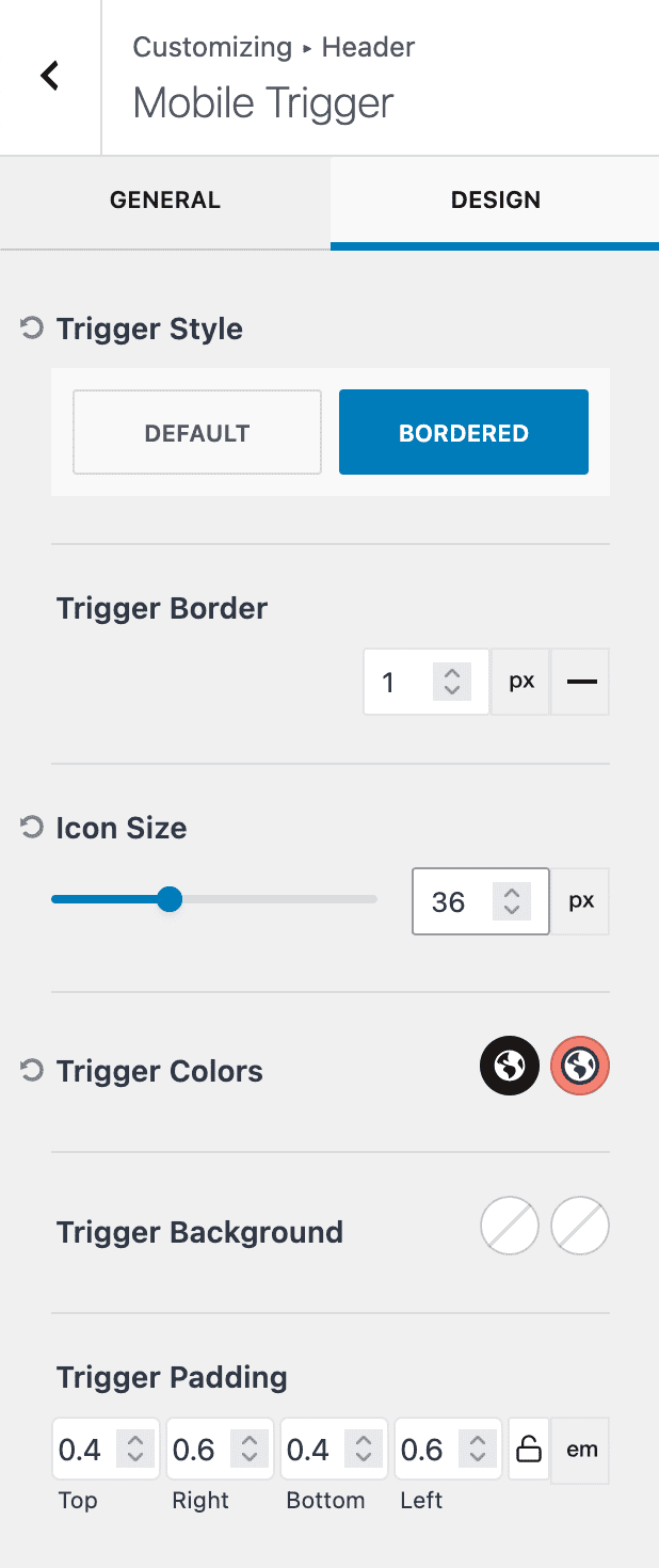 Mobile Trigger - Design Settings