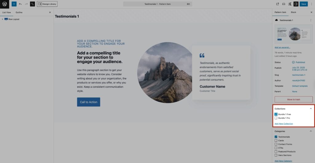 Adding a Pattern to a Collection