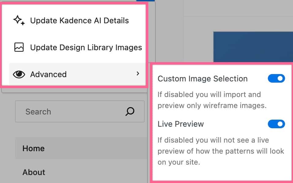 Design Library Settings Expanded