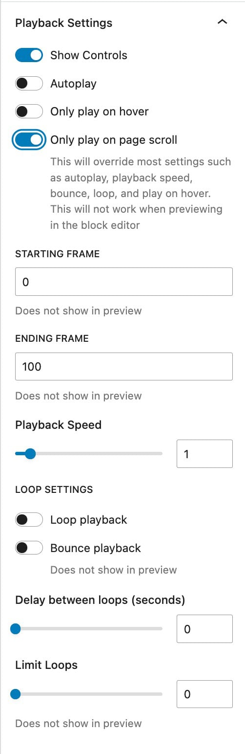 Playback Block Settings