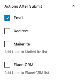 Actions after submit options