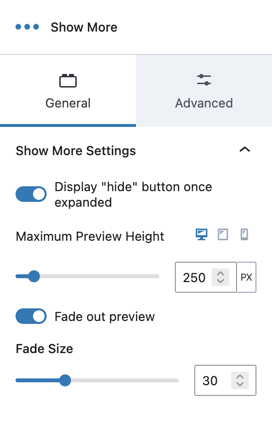 Show More - General Settings