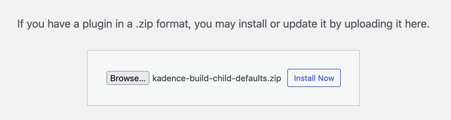 Upload Child Theme builder