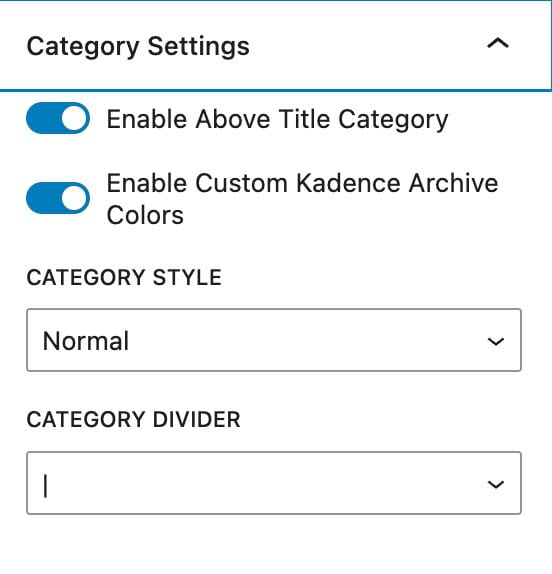 category settings