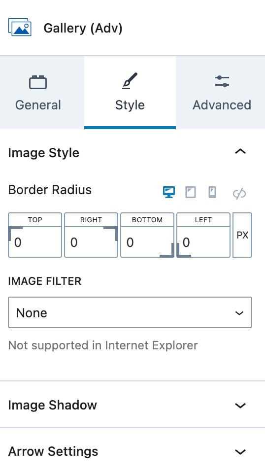 Image Style Settings