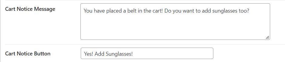 Cart Notices Message and Button Text