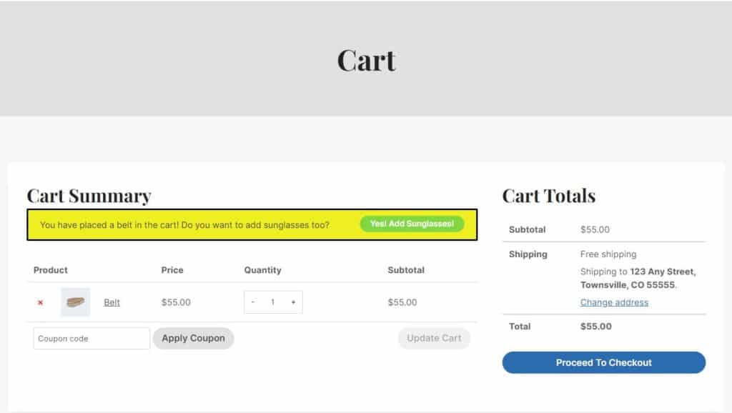 Conditional Cart Banner Example