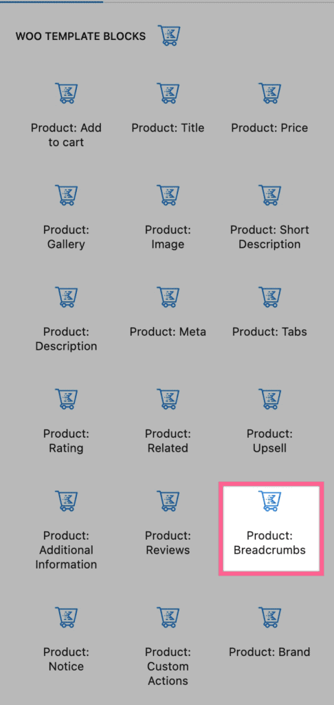 Product Breadcrumbs Selection