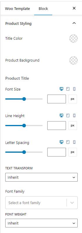 Product Styling settings for Product Upsell