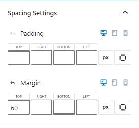 Spacing settings