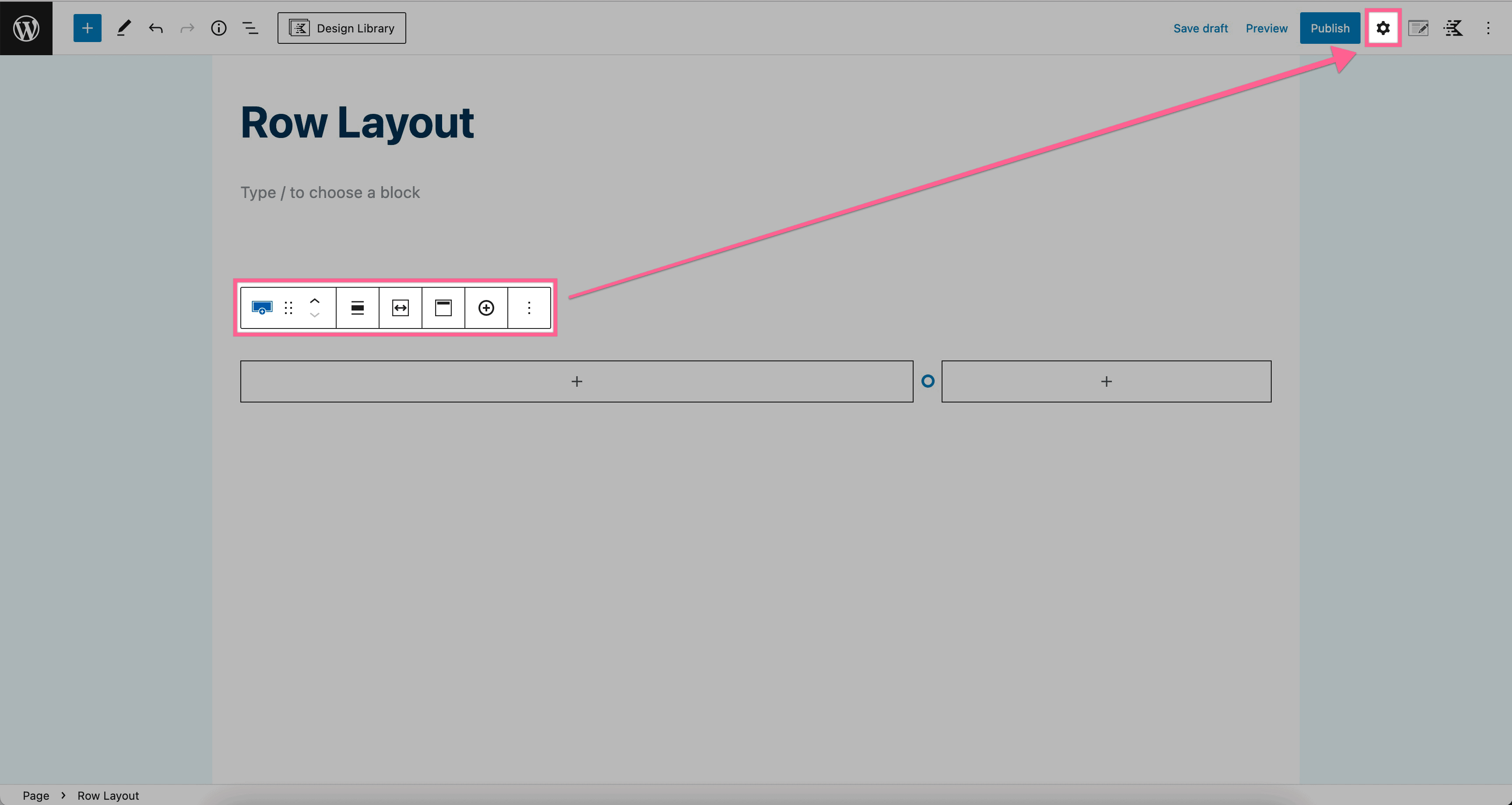 Row Layout Block Settings
