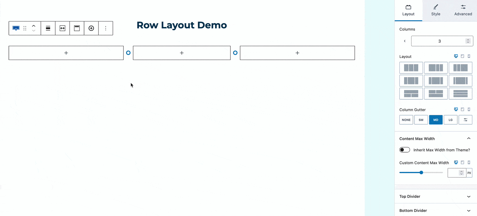Row Layout Demo