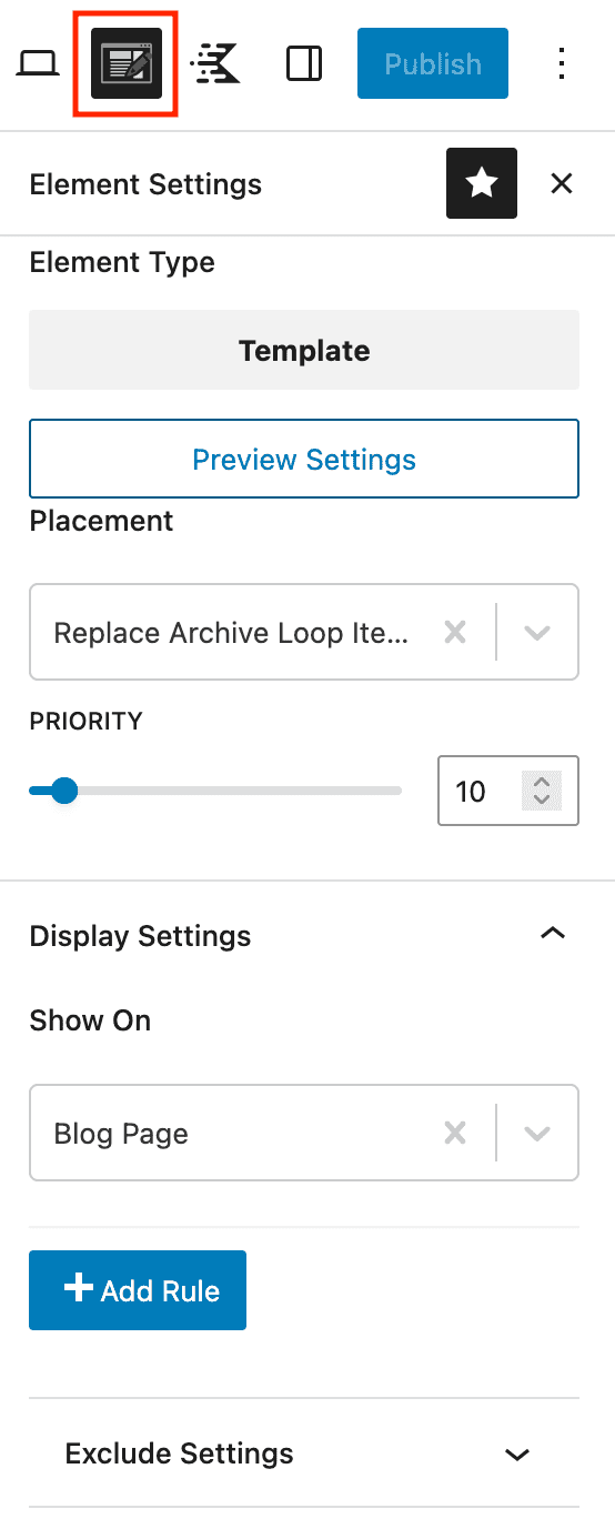Kadence Element Settings