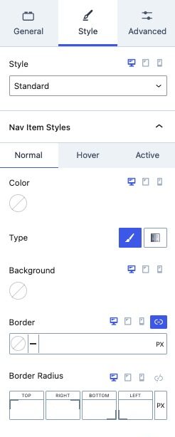 Style Navigation Block Settings 1