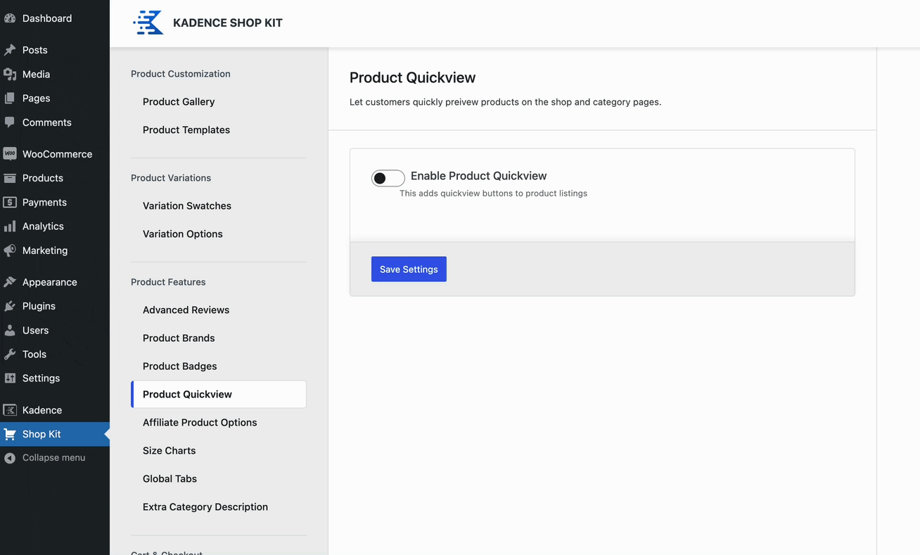 Enabling Product quickview