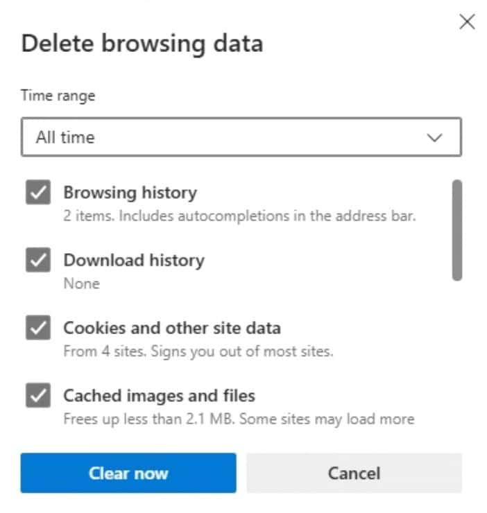 Delete Edge Browser Data