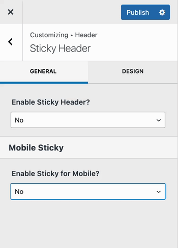 Enable Sticky Header