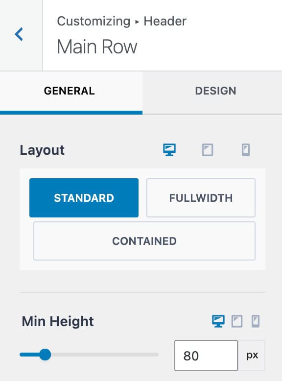 General Row Settings