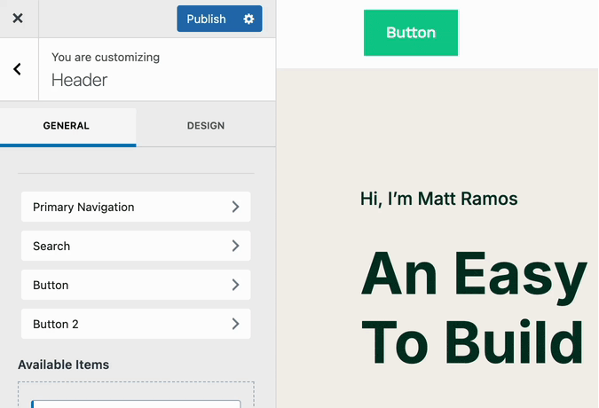 General and design settings