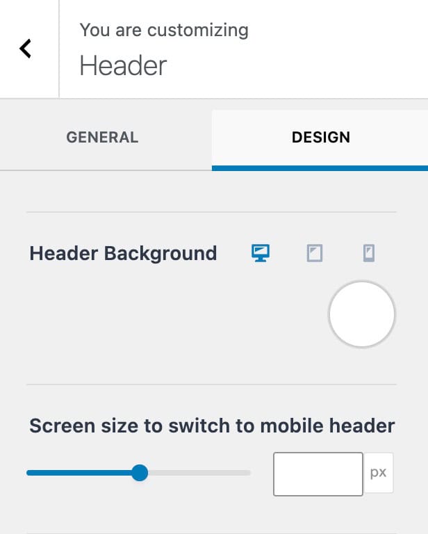 Header Design Tab