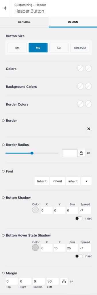 Button Design Settings