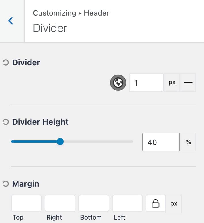 Divider General Settings