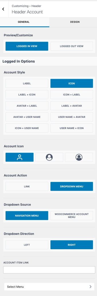 Logged In General Settings