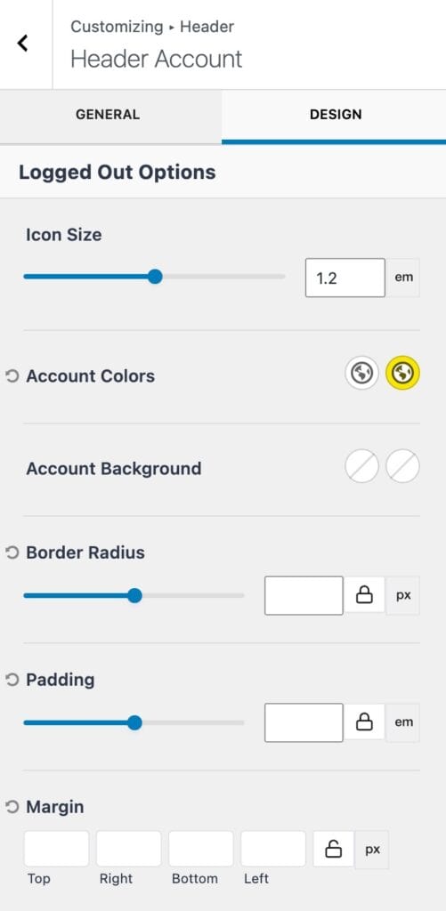 Logged Out Design Settings