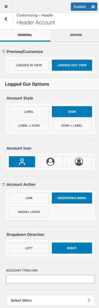 Logged Out General Settings