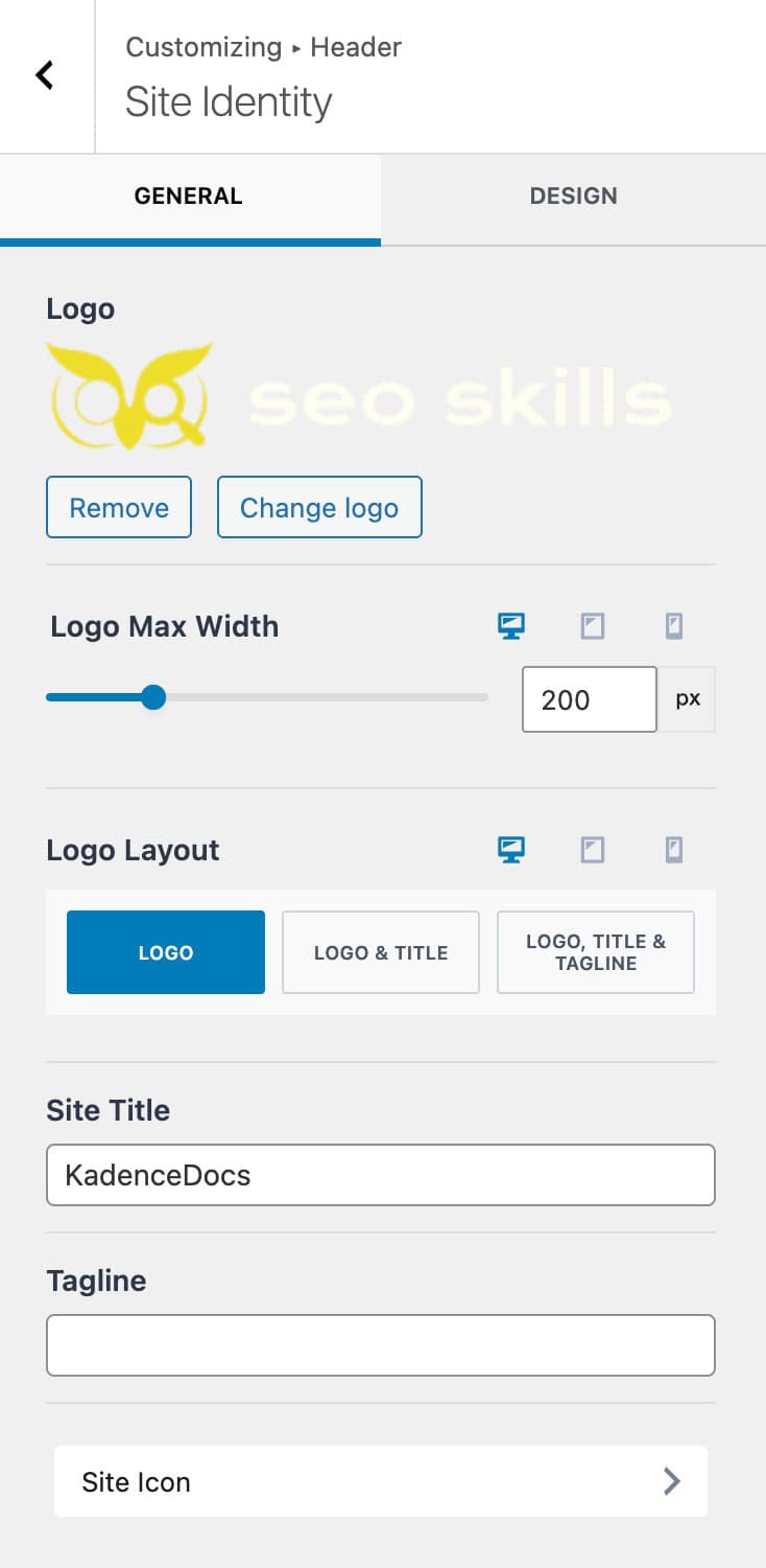 Logo General Settings