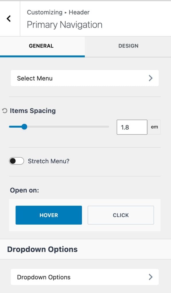 Navigation General Settings