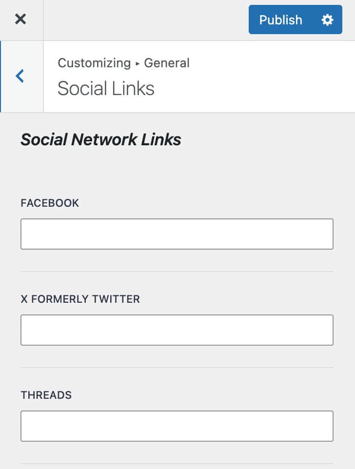Setting Social Links