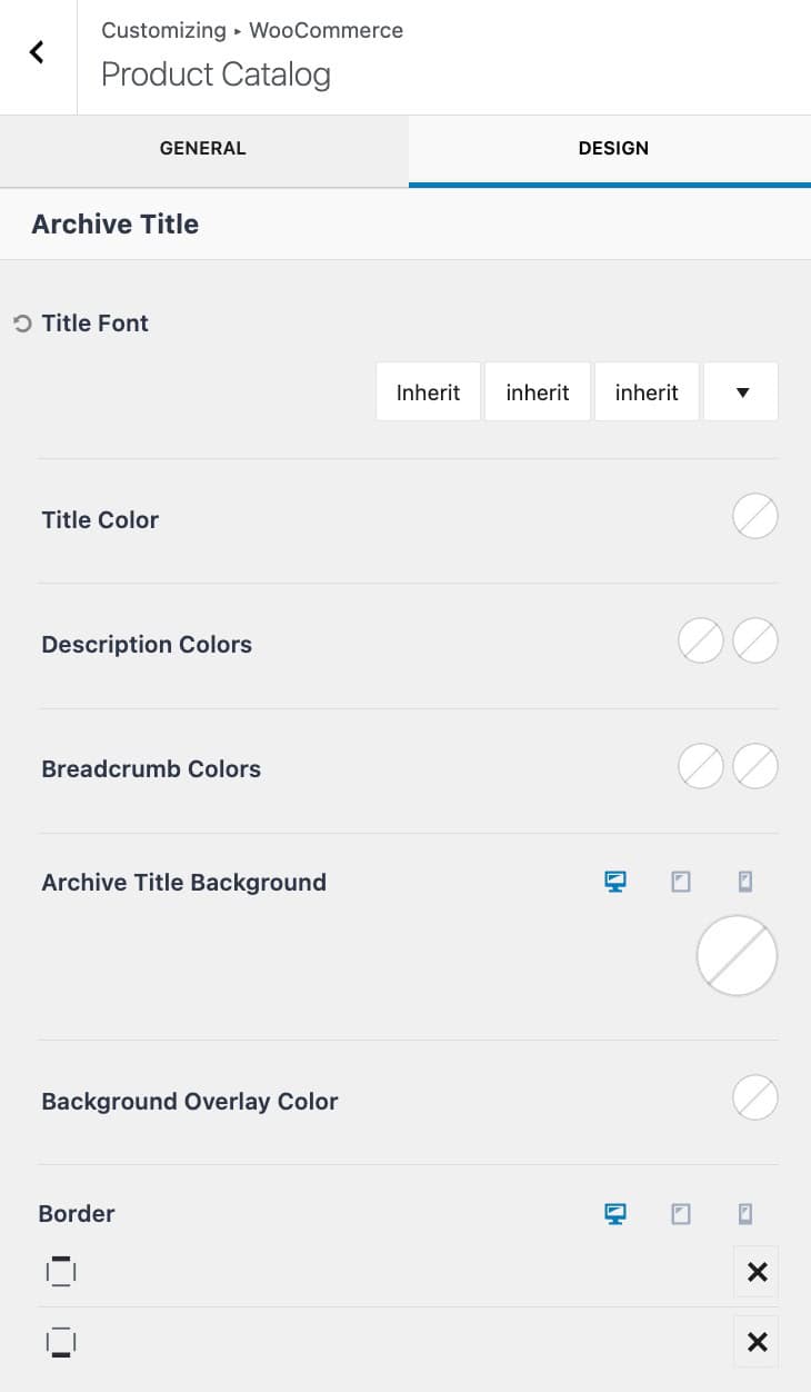 Archive Title Design Settings