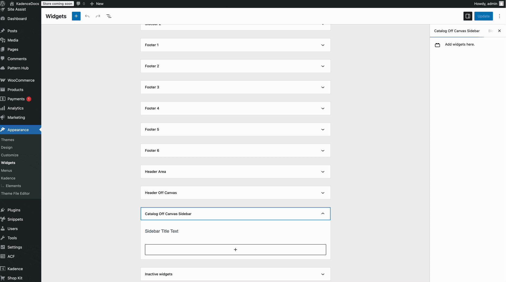Catalog Off Canvas Sidebar