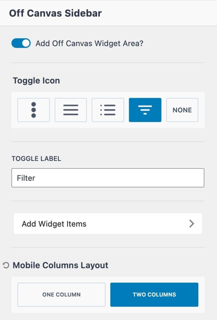 Off Canvas Widget Area