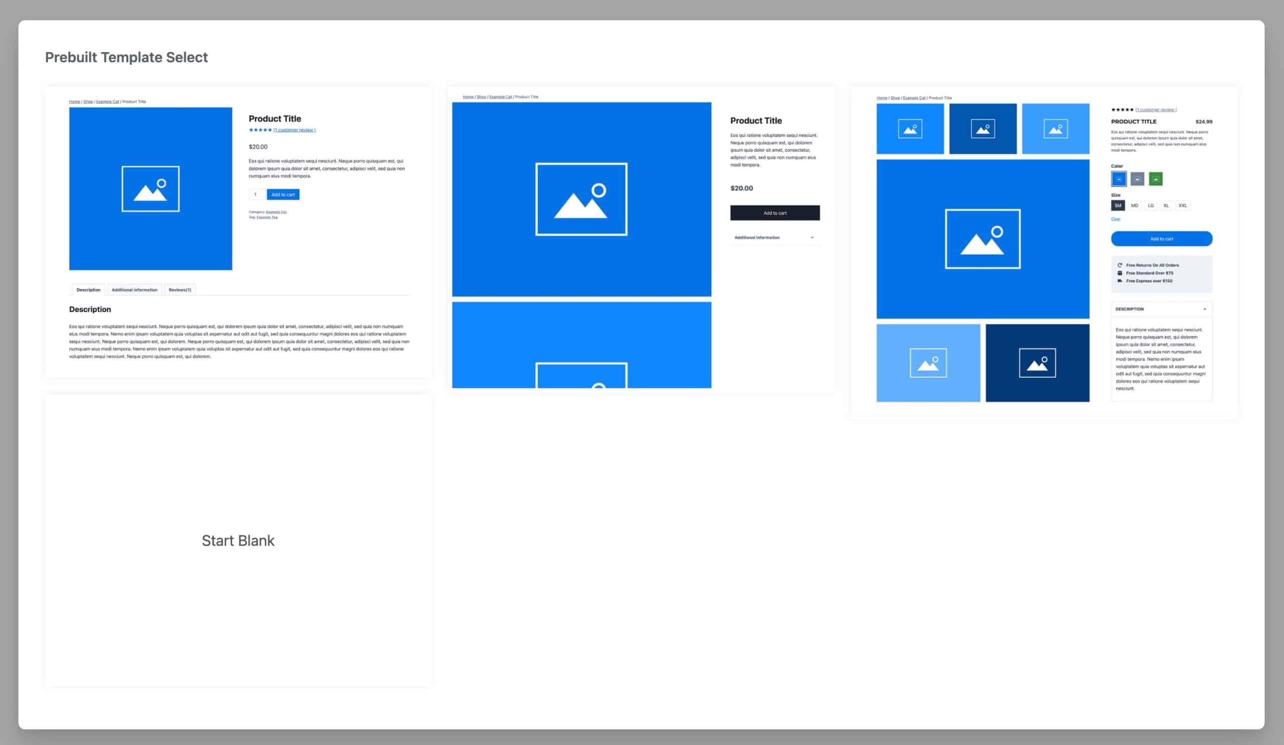 Prebuilt Single Product Templates