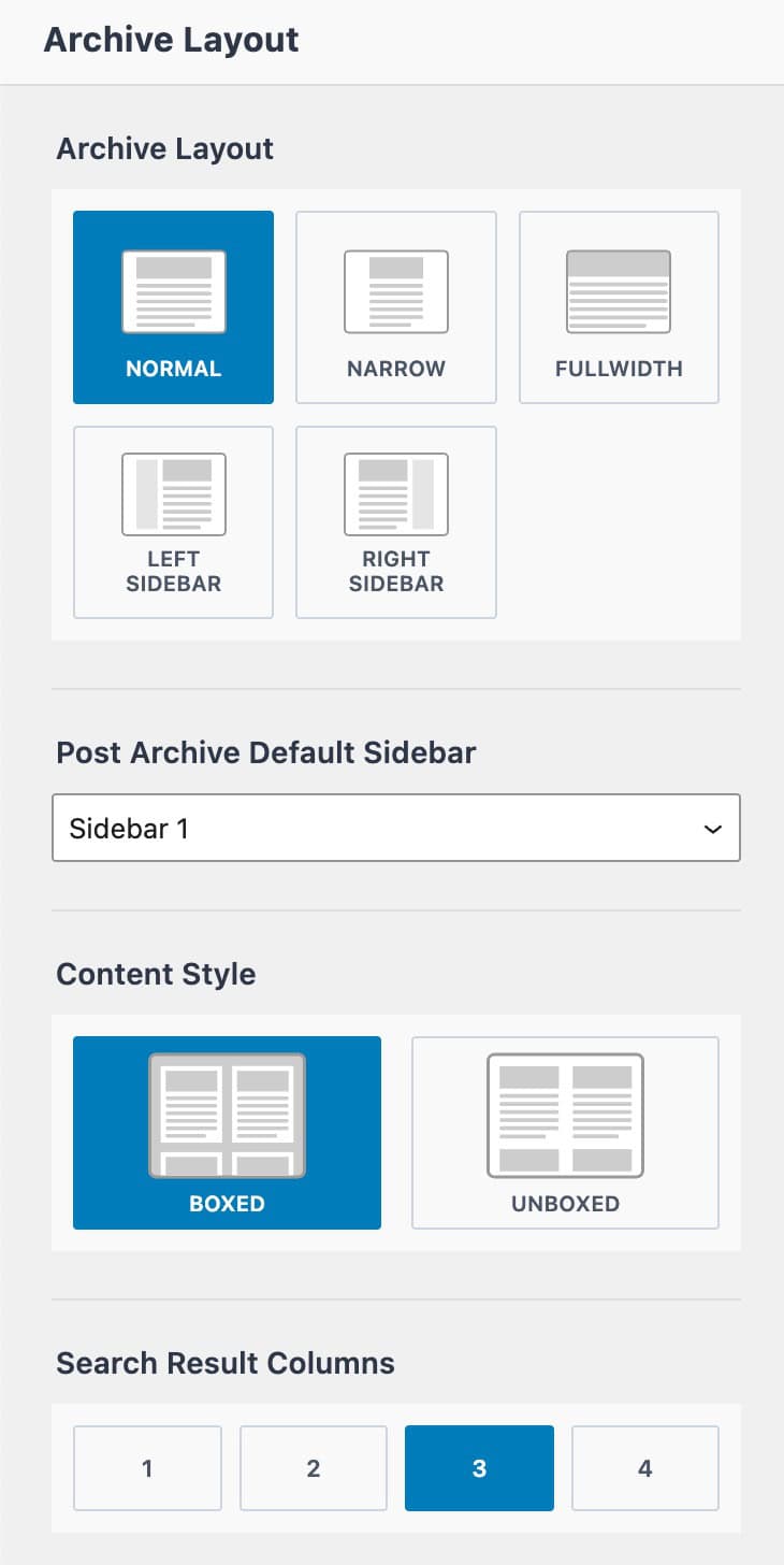 Search Archive Layout