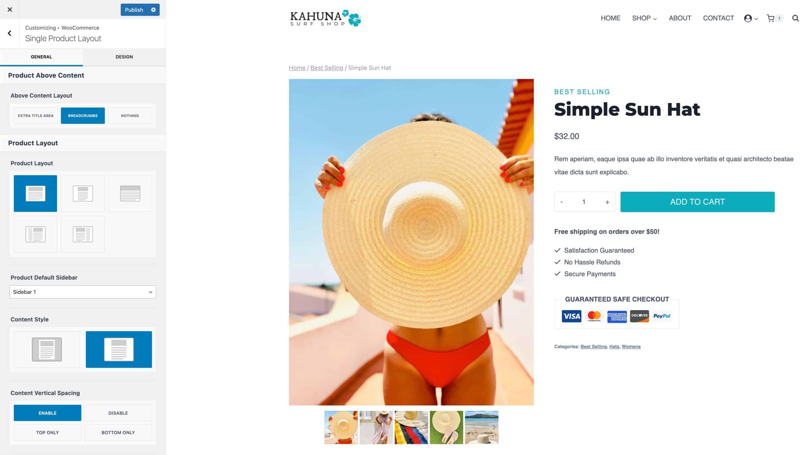 Single Product Layout