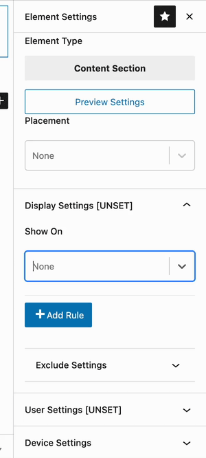 Kadence Elements - Display Settings