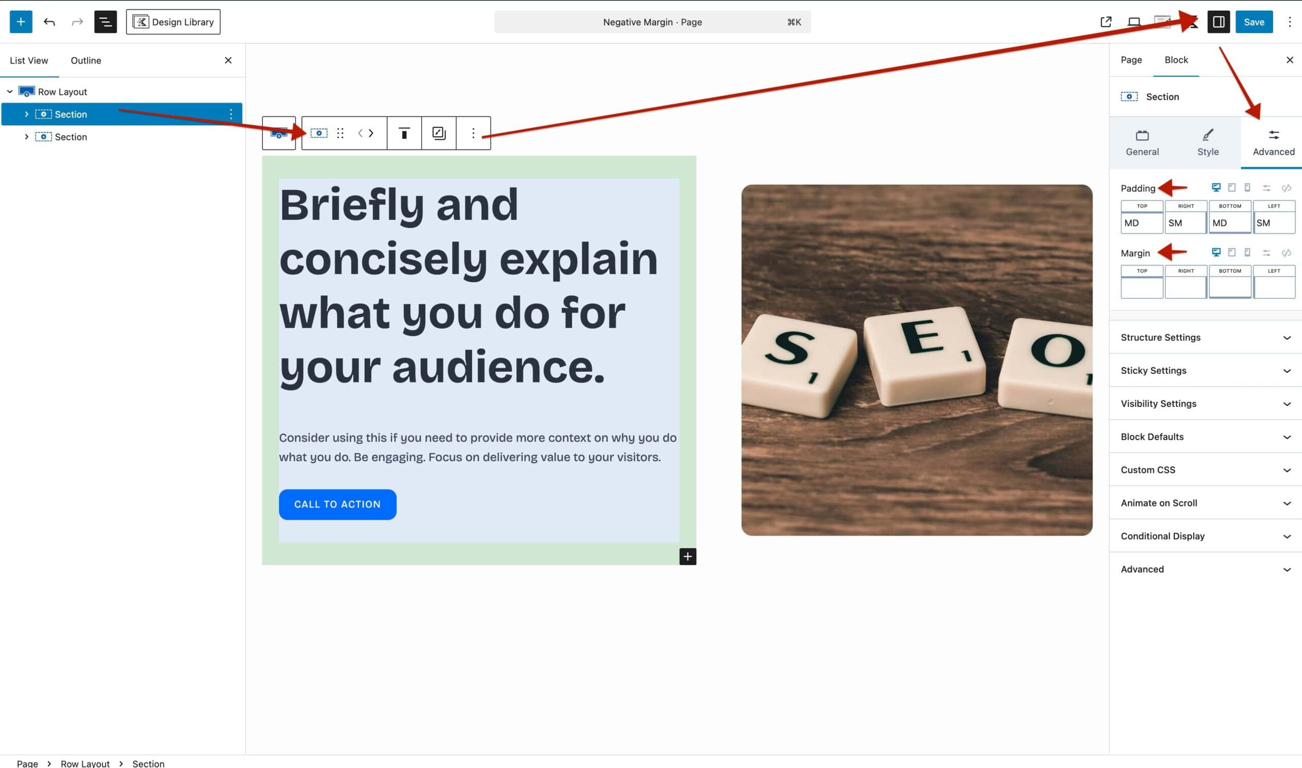 Advanced Block Settings