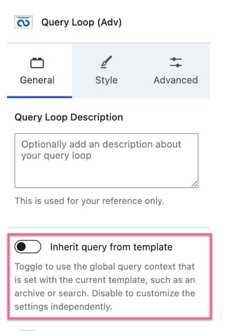 Query Loop (Adv) - Enable Inherit query from template